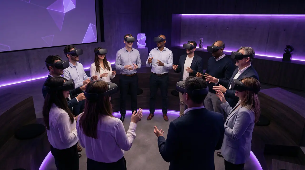 Équipe en team building VR avec casques Meta Quest